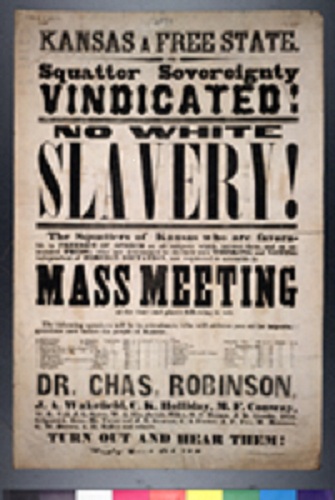 Broadside advertising a series of mass meetings in support of the free state cause